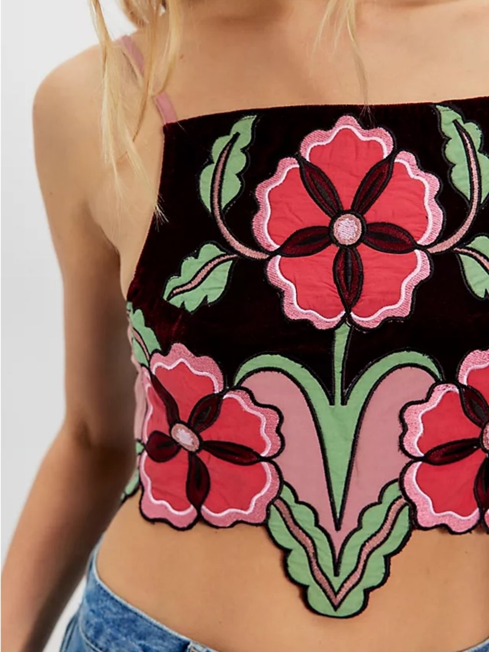 Free People Velvet Lotus Applique Top
